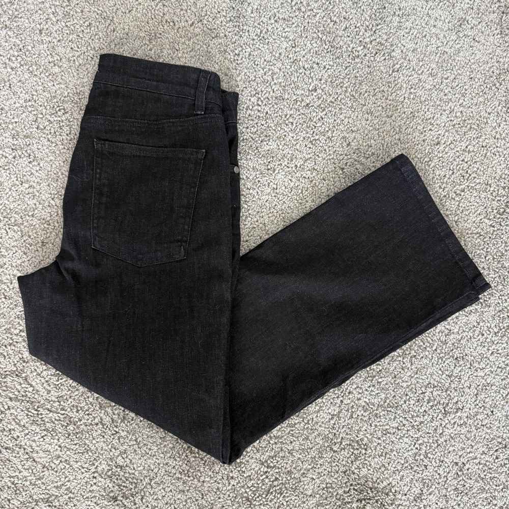 Eileen Fisher Womens Black Organic Cotton Straight Leg Jeans Size 4 High Rise